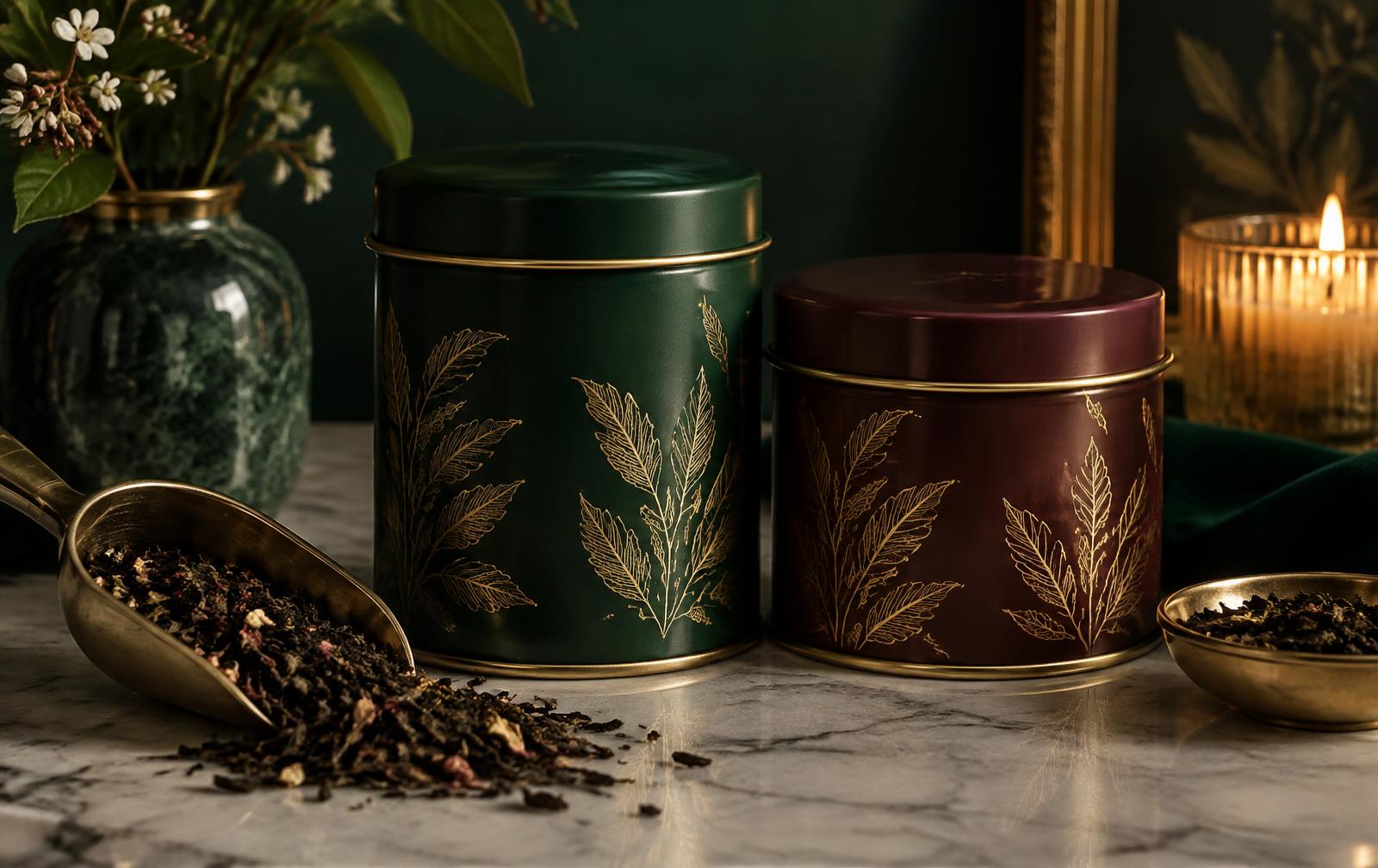 The Tea Chef Atelier tins with loose leaf tea